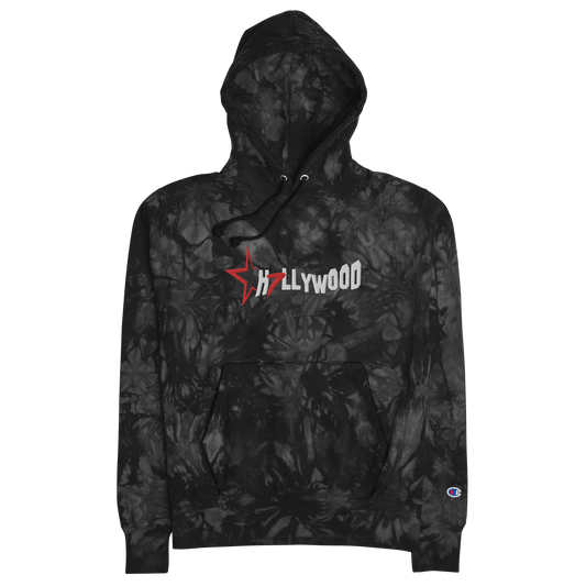 H7LLYWOOD EMBROIDERED CHAMPION TIE-DYE HOODIE